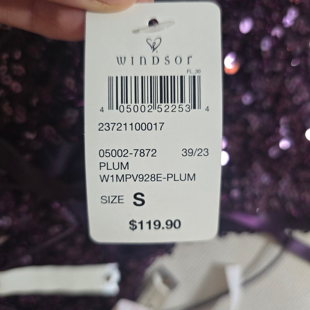 Windsor Plum Esperanza Sequin A-Line Formal Dress Front Slit Small NWT - Picture 13 of 13